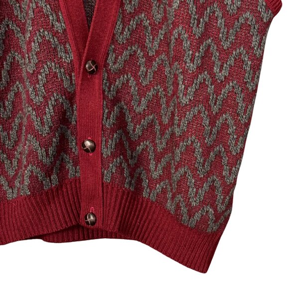 Vintage 90s Jantzen Knit Sweater Vest – Grandpa Style, Eclectic Pattern - Picture 5 of 7